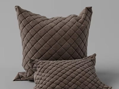 Plush Brown Diamond Pattern Quilted Throw Pillows For Home Decor Accent 3d model