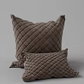 Plush Brown Diamond Pattern Quilted Throw Pillows For Home Decor Accent 3d model