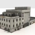 Vintage Office Building With Hotel News Sign Multiple Windows And Classic Columns