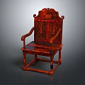 Antique Wooden Chair With Carved Details Ornate High Backrest And Armrests