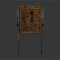 Vintage Wooden Cart With Rustic Frame Metal Spoke Wheels And Weathered Surface