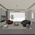 Modern Open Plan Living And Dining Room Interior Design With Cozy Sofas And Warm Lighting