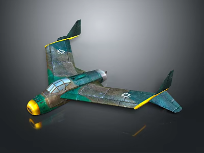 Space Aerospace Themed Model Aircraft With Green Yellow Camouflage And White Cross Symbols 3d model