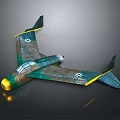 Space Aerospace Themed Model Aircraft With Green Yellow Camouflage And White Cross Symbols