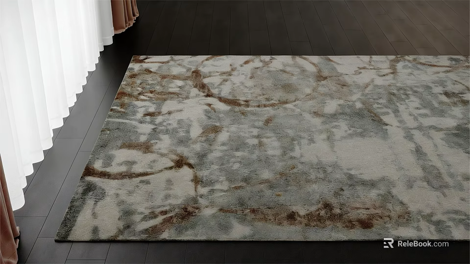 Square Area Rug With Abstract Gray And Brown Pattern For Indoor Living Space 3d model 