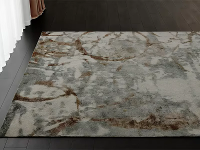 Square Area Rug With Abstract Gray And Brown Pattern For Indoor Living Space 3d model