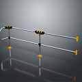 Metal Safety Fence With Silver Horizontal Bars Yellow Bases And Black Yellow Grips