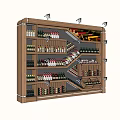 Wooden Wine Display Shelf With Multiple Layers And Organized Bottles Storage 3d model