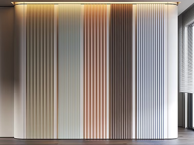 Elegant Modern Reception Desk Design With Vertical Stripes Color Gradient And Soft Lighting 3d model