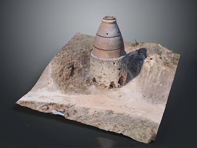 Traditional Brick Kiln Model With Square Base And Conical Top For Handmade Ceramic Home Decor 3d model