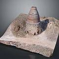Traditional Brick Kiln Model With Square Base And Conical Top For Handmade Ceramic Home Decor