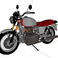 Vintage Classic Motorcycle With White Body Red Seat Black Tires And Silver Exhaust