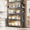 Multi tiered Kitchen Storage Shelf With Glass Doors Microwave Bowls And Containers