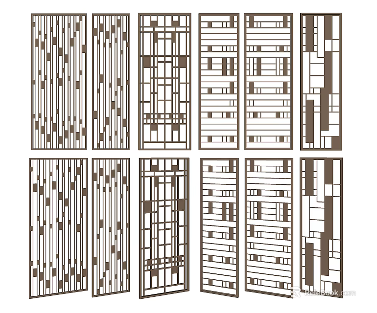 Modern Room Dividers With Geometric Patterns For Interior Decorative Screens 3d model