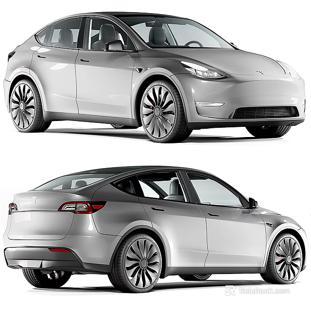 Sleek Silver Tesla Electric SUV Featuring Streamlined Body And Large Alloy Wheels Design 3d model 