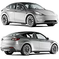 Sleek Silver Tesla Electric SUV Featuring Streamlined Body And Large Alloy Wheels Design