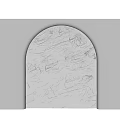 Rough Textured Arched Background Wall With Stone Like Surface And Grayish White Tone 3d model
