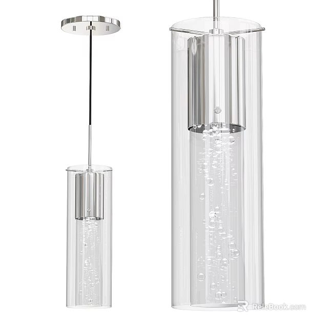 Transparent Cylindrical Ceiling Lights With Bubble Design 3d model 
