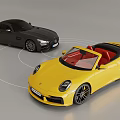Luxury Sports Cars Showcasing Yellow Convertible With Red Interior And Black Coupe Design