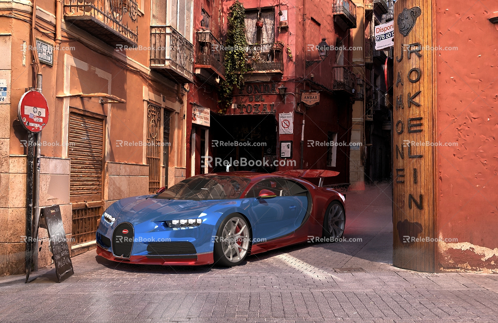 Hyundai Car Street View Super Running Cool sports car sports car Super sports car Bugatti Street View Car German Car Alley Alley Road Alley 3d model