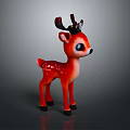 Adorable Red Deer Toy With Big Round Eyes Black Antlers White Spots And Black Hooves
