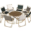 Outdoor Garden Hexagonal Wooden Table With Six Light Frame Colorful Cushioned Chairs