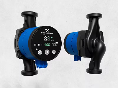 GRUNDFOS Black And Blue Pumps With Digital Display And Control Buttons 3d model