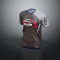 Gray Sports T-shirt Featuring Sleeve FOX Logo And Front PLUS Design