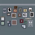 Decorative Photo Wall With Multiple Frames And Various Art Designs