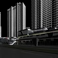 Vibrant Commercial Street With Modern High Rise Buildings Pedestrians Stylish Shops And Urban Greenery