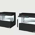 Two Black Multifunctional Office Appliances With Control Panel And Transparent Front Design 3d model
