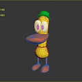 Cartoon Yellow Duck Character Wearing Green Hat With Big Eyes Orange Beak And Feet