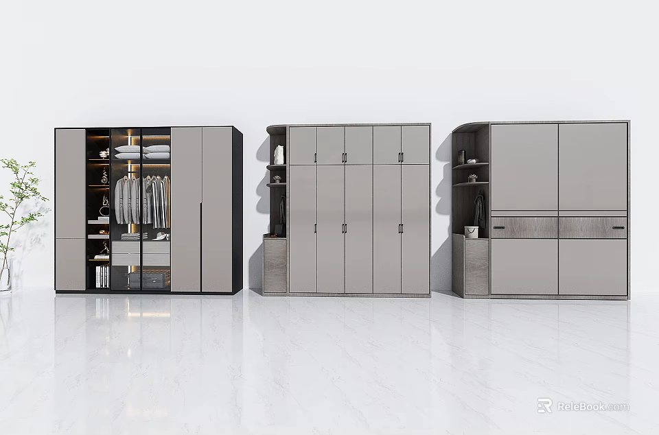 Modern Wardrobe Collection With Sleek Doors And Functional Internal Storage Spaces 3d model