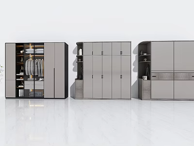 Modern Wardrobe Collection With Sleek Doors And Functional Internal Storage Spaces 3d model