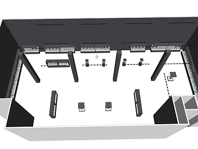 Exhibition Space Layout Floor Plan Featuring Columns Booths And Seating Areas 3d model
