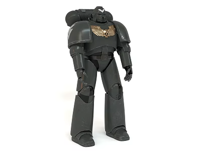 Smart Machine Robot With Black Armor Golden Eagle Emblem And Sci Fi Military Design 3d model