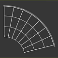 Fan Shaped Furniture Structure With Metal Frame Cross Bars And Wooden Border