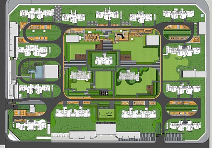 Modern Garden Landscape Large District Residential District Real Estate Residential District Landscape 3d model