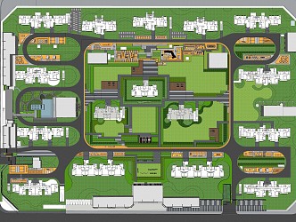 Modern Garden Landscape Large District Residential District Real Estate Residential District Landscape 3d model