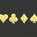 Golden Playing Card Suits Decorative Household Items With Heart Club Diamond Spade