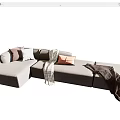 Modern corner sofa fabric multi-person sofa 3d model