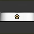 Durable Pet Double Food Bowl With Paw Print And Blue Indicator Light