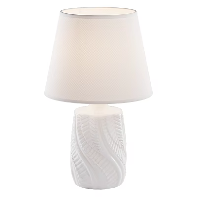 White Table Lamp With Woven Texture Base And Simple Lampshade Design 3d model