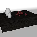 Black Wooden Coffee Table with Silver Spherical Decorations and Red Berries 3d model