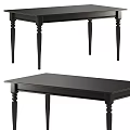 Elegant Black Solid Wooden Dining Table With Retro Turned Legs For Home Dining Space