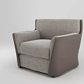 Single Sofa Gray Fabric And Brown Frame Modern Minimalist Comfortable Seating Design 3d model