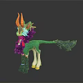 Mythical Creature Character With Green Body Yellow Horns White Mane Red Decorations And Black Tail
