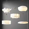 Modern Pendant Lights With Various White Fabric Shade Designs For Interior Decoration