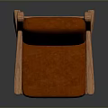 Orange Leather Bar Chair With Wooden Frame And Armrest In Modern Style