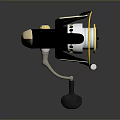 Black Fishing Reel With Yellow Line Guide And Silver Components Handle